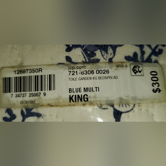 Shabby Chic Blue Roses French Country Cottage Oversized King Bedspread - Picture 8 of 8